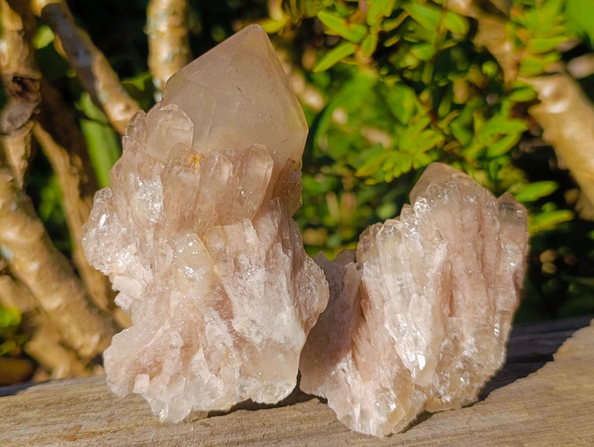 Natural Cascading White Phantom Smokey Luena Quartz Clusters x 6 From Luena, Congo - Toprock Gemstones and Minerals 