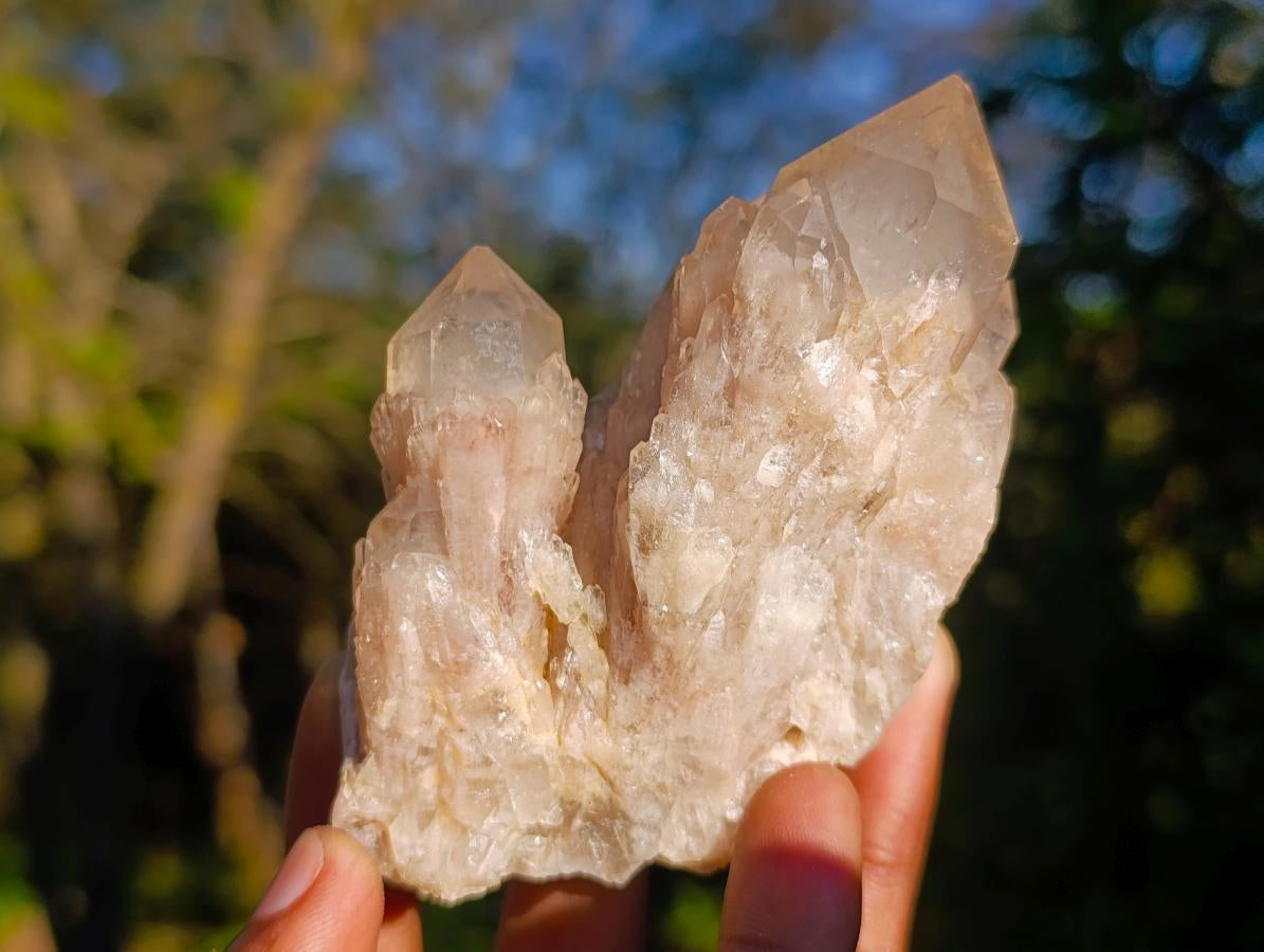 Natural Cascading White Phantom Smokey Luena Quartz Clusters x 6 From Luena, Congo - Toprock Gemstones and Minerals 