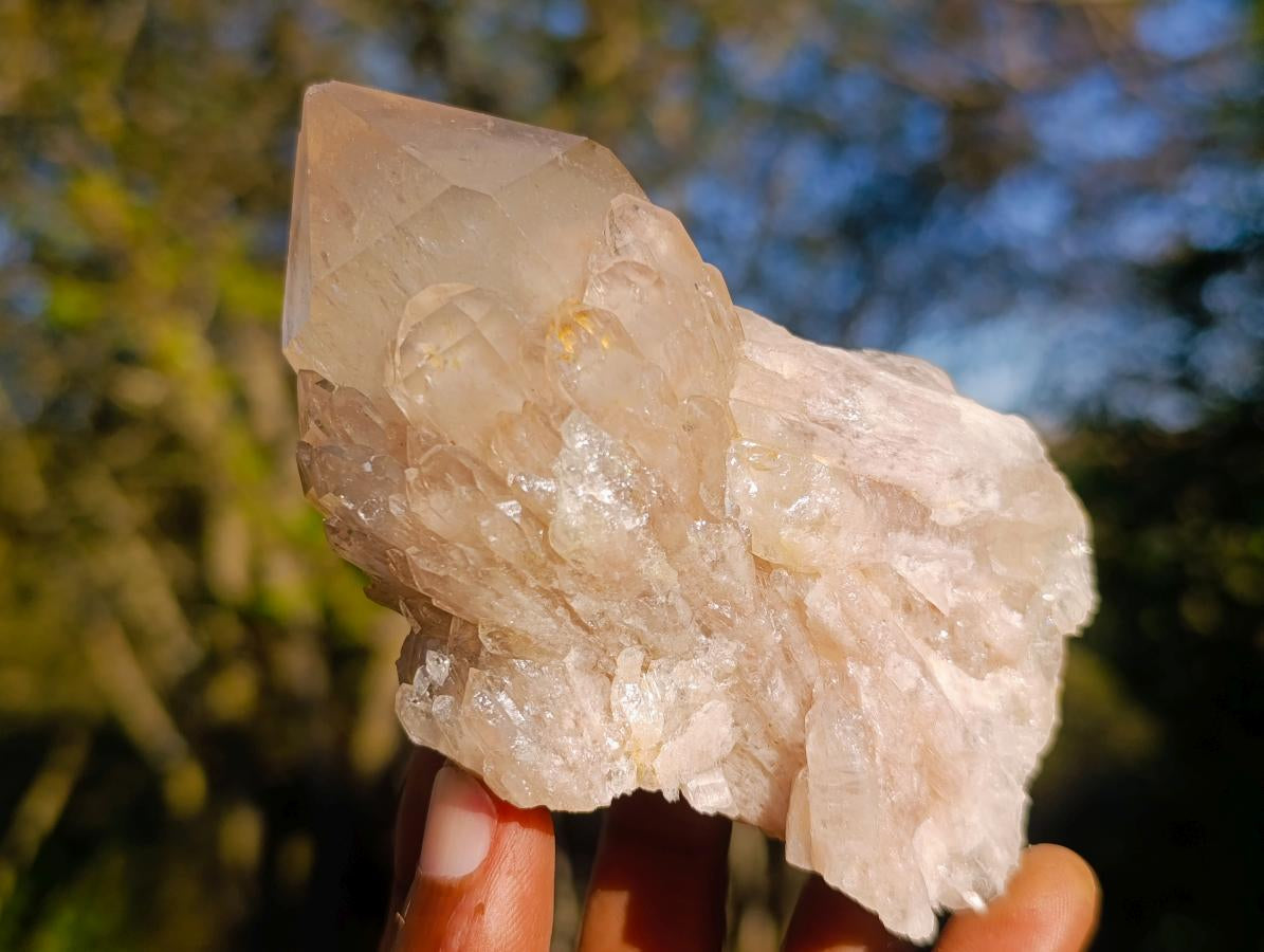 Natural Cascading White Phantom Smokey Luena Quartz Clusters x 6 From Luena, Congo - Toprock Gemstones and Minerals 