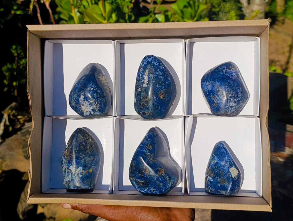Polished Dumortierite Standing Display Pieces x 6 From Madagascar - Toprock Gemstones and Minerals 
