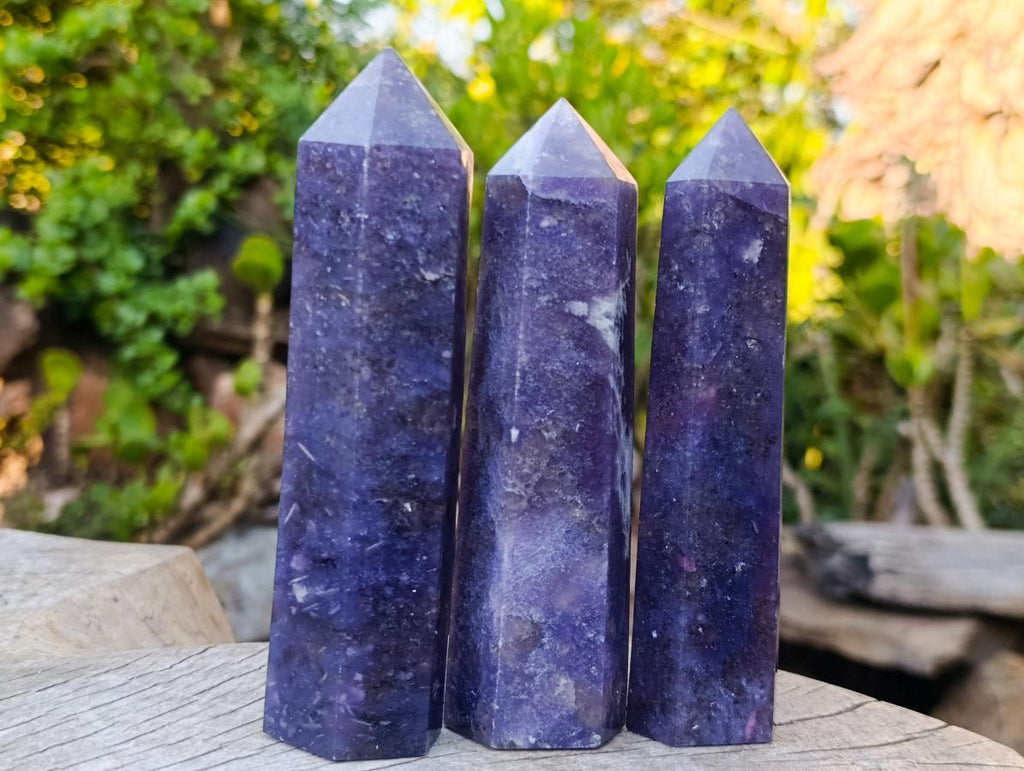 Polished Lepidolite with Pink Rubellite Tourmaline Display Crystals x 6 From Ambatondrazaka, Madagascar - Toprock Gemstones and Minerals 