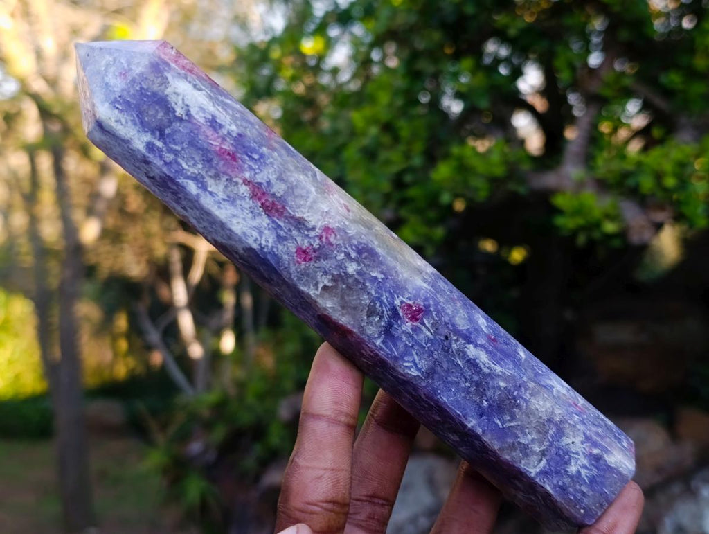 Polished Lepidolite with Pink Rubellite Tourmaline Display Crystals x 6 From Ambatondrazaka, Madagascar - Toprock Gemstones and Minerals 