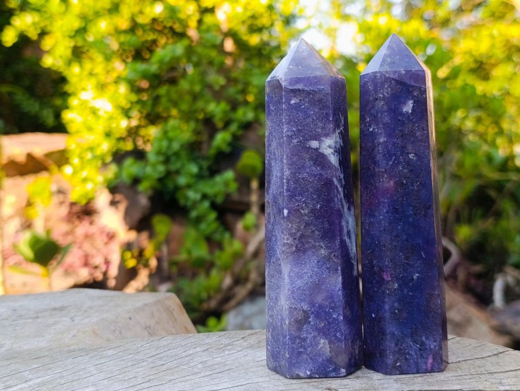Polished Lepidolite with Pink Rubellite Tourmaline Display Crystals x 6 From Ambatondrazaka, Madagascar - Toprock Gemstones and Minerals 
