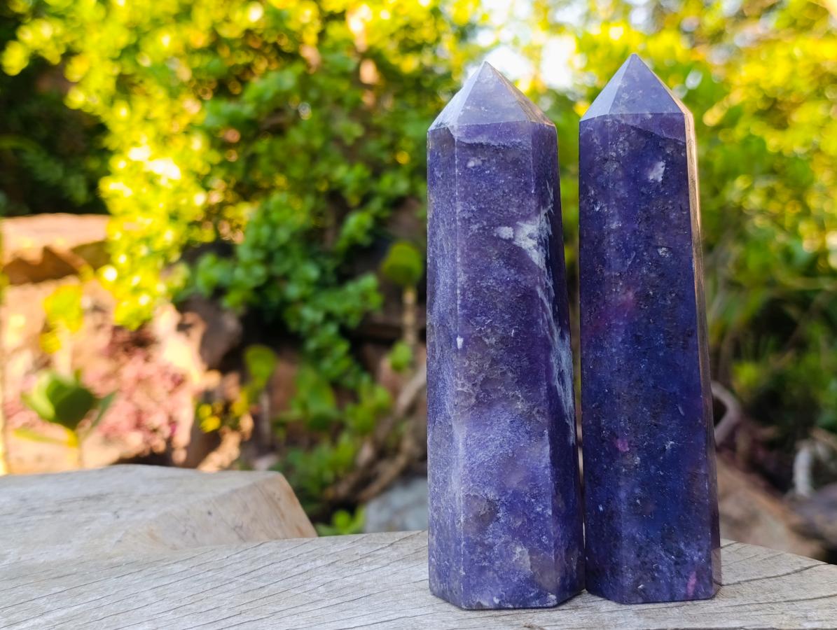 Polished Lepidolite with Pink Rubellite Tourmaline Display Crystals x 6 From Ambatondrazaka, Madagascar - Toprock Gemstones and Minerals 