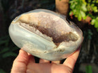 Polished Banded Agate with Crystalline Geodes x 3 From Maintirano, Madagascar - Toprock Gemstones and Minerals 