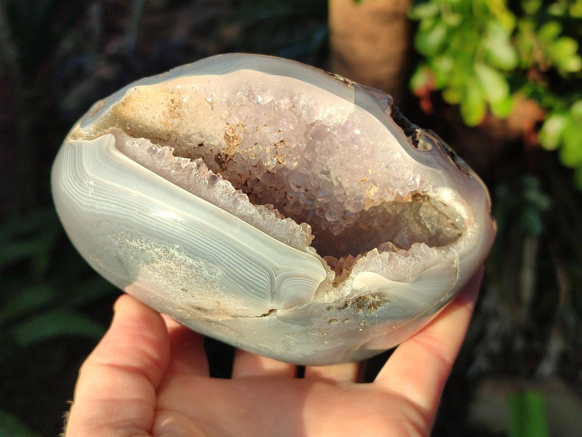 Polished Banded Agate with Crystalline Geodes x 3 From Maintirano, Madagascar - Toprock Gemstones and Minerals 