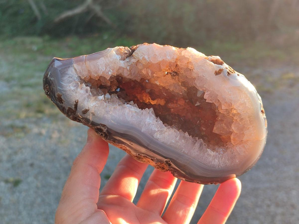 Polished Banded Agate with Crystalline Geodes x 3 From Maintirano, Madagascar - Toprock Gemstones and Minerals 