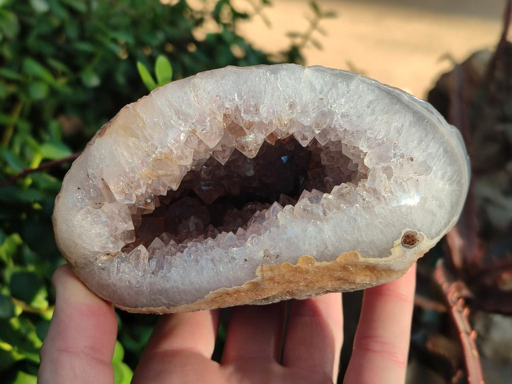 Polished Banded Agate with Crystalline Geodes x 3 From Maintirano, Madagascar - Toprock Gemstones and Minerals 
