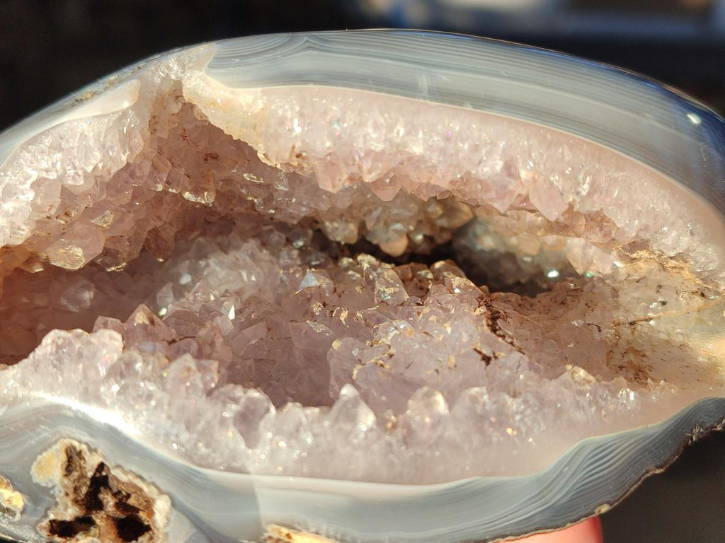 Polished Banded Agate with Crystalline Geodes x 3 From Maintirano, Madagascar - Toprock Gemstones and Minerals 