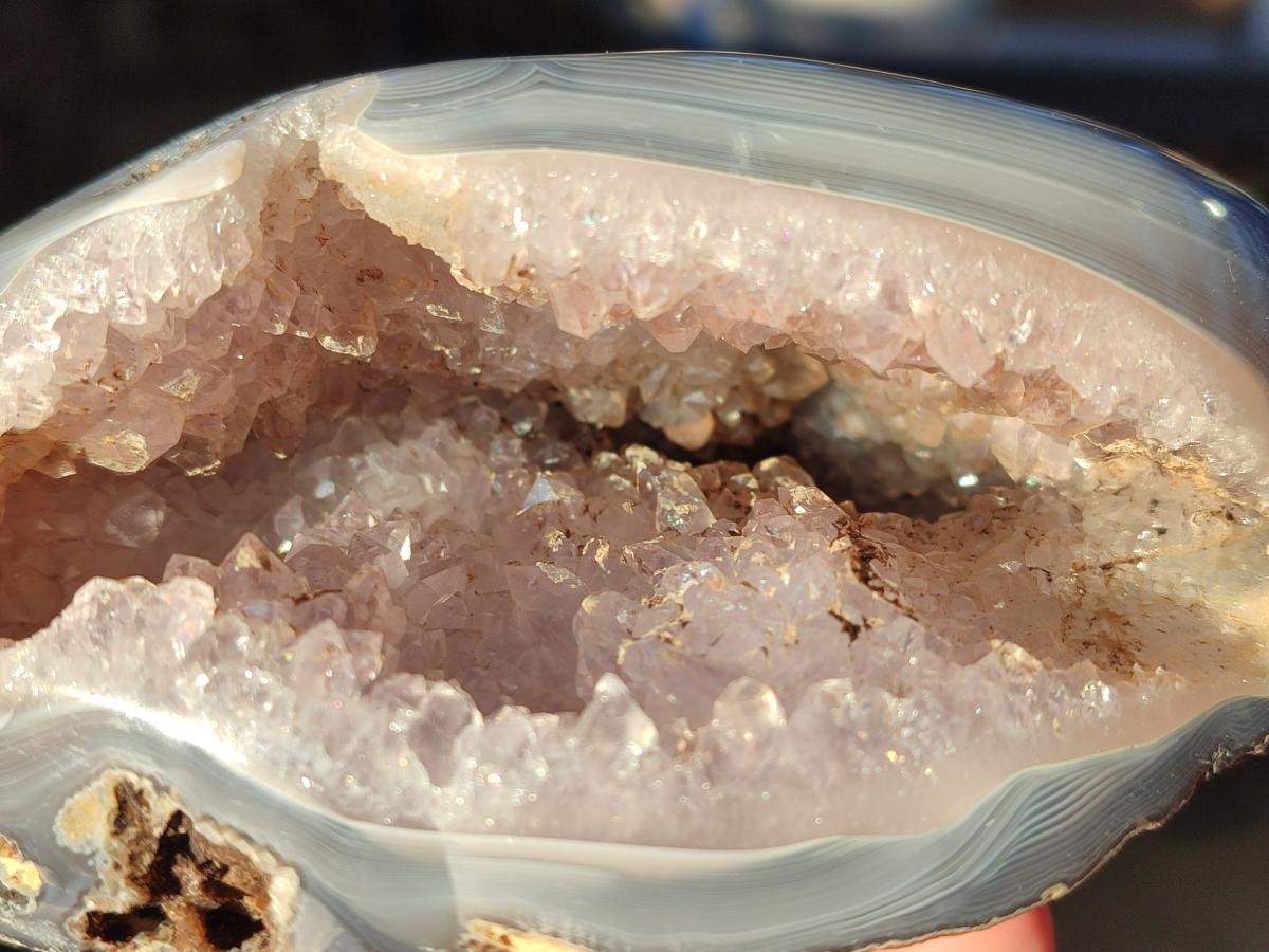 Polished Banded Agate with Crystalline Geodes x 3 From Maintirano, Madagascar - Toprock Gemstones and Minerals 