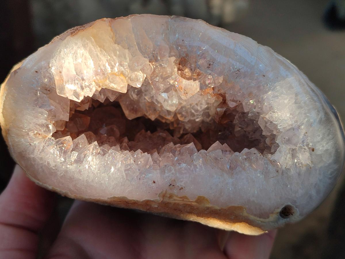 Polished Banded Agate with Crystalline Geodes x 3 From Maintirano, Madagascar - Toprock Gemstones and Minerals 