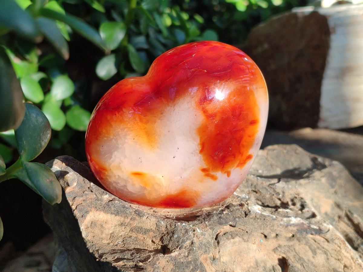 Polished Carnelian Agate Gemstone Hearts x 6 From Madagascar - Toprock Gemstones and Minerals 