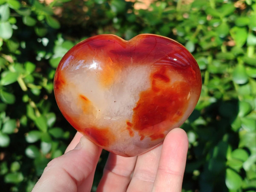 Polished Carnelian Agate Gemstone Hearts x 6 From Madagascar - Toprock Gemstones and Minerals 