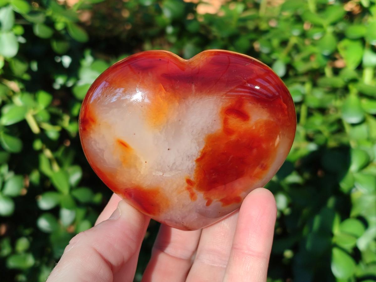 Polished Carnelian Agate Gemstone Hearts x 6 From Madagascar - Toprock Gemstones and Minerals 
