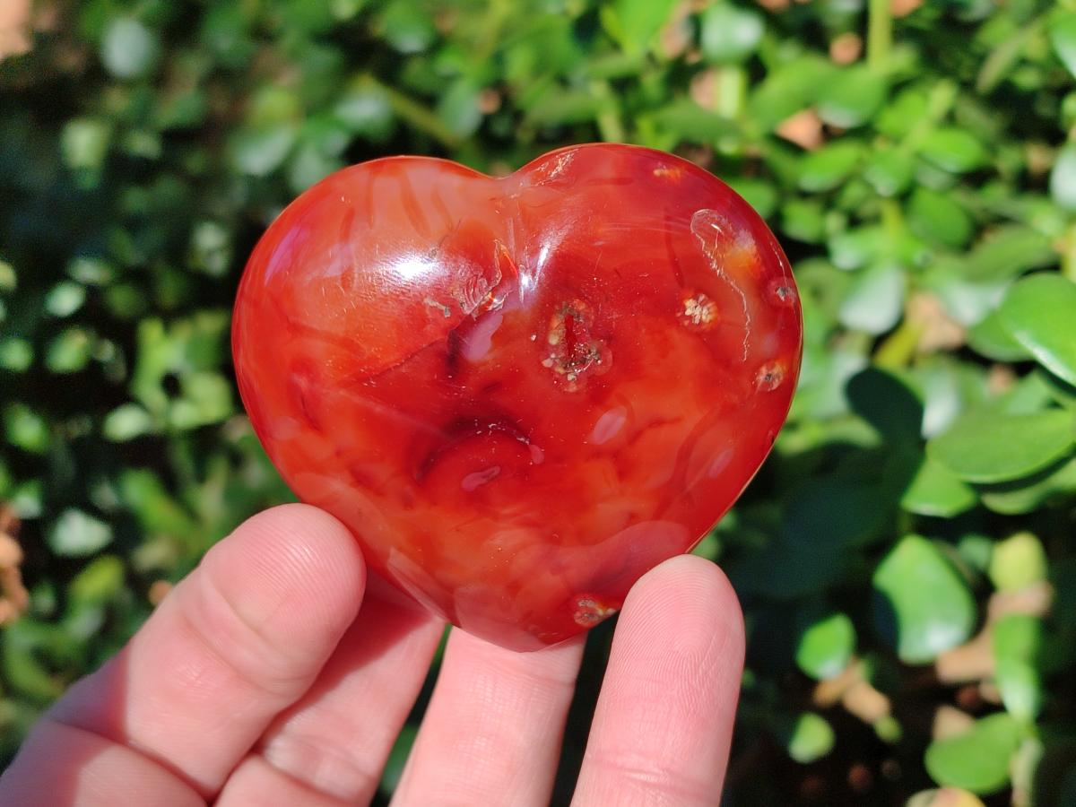 Polished Carnelian Agate Gemstone Hearts x 6 From Madagascar - Toprock Gemstones and Minerals 