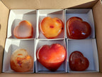 Polished Carnelian Agate Gemstone Hearts x 6 From Madagascar - Toprock Gemstones and Minerals 