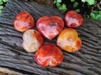 Polished Carnelian Agate Gemstone Hearts x 6 From Madagascar - Toprock Gemstones and Minerals 