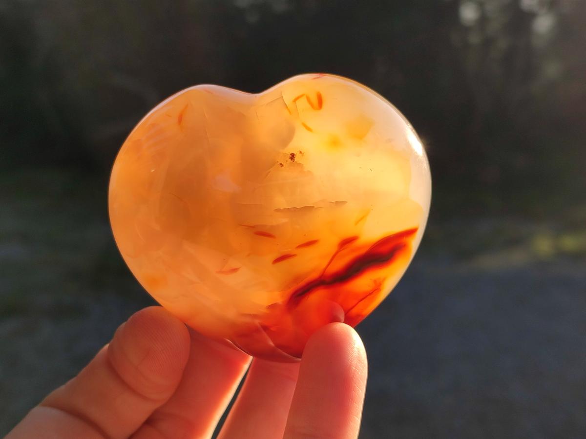 Polished Carnelian Agate Gemstone Hearts x 6 From Madagascar - Toprock Gemstones and Minerals 