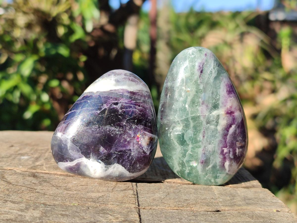 Polished Watermelon Fluorite Free Forms x 12 From Uis, Namibia