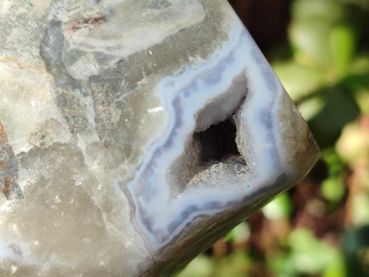 Polished Blue Lace Agate Standing Display Pieces x 3 From Nsanje, Malawi - Toprock Gemstones and Minerals 