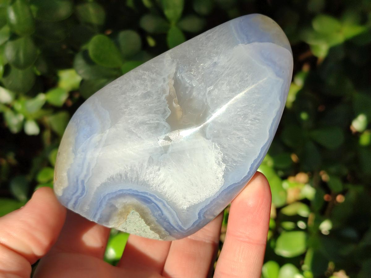 Polished Blue Lace Agate Standing Display Pieces x 3 From Nsanje, Malawi - Toprock Gemstones and Minerals 