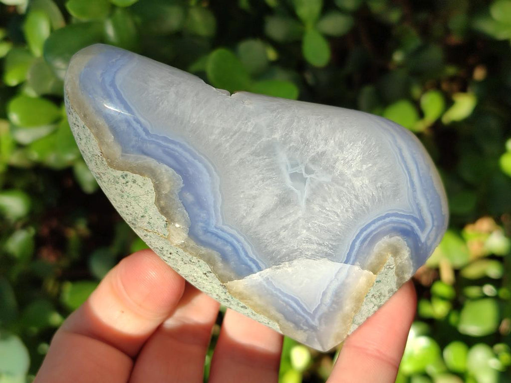 Polished Blue Lace Agate Standing Display Pieces x 3 From Nsanje, Malawi - Toprock Gemstones and Minerals 