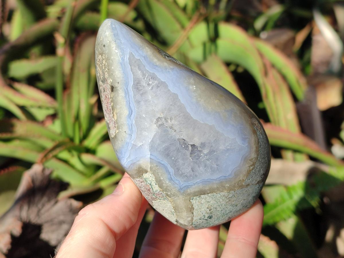 Polished Blue Lace Agate Standing Display Pieces x 3 From Nsanje, Malawi - Toprock Gemstones and Minerals 