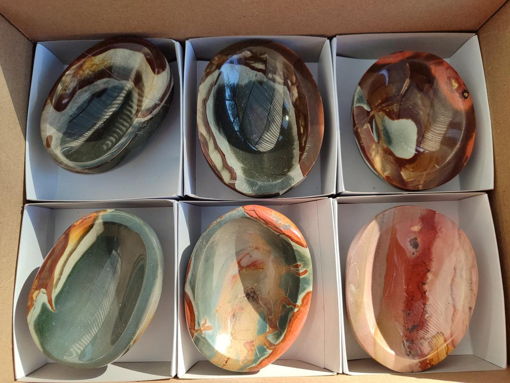 Polished Polychrome Jasper Bowls x 6 From NW Coast, Madagascar - Toprock Gemstones and Minerals 