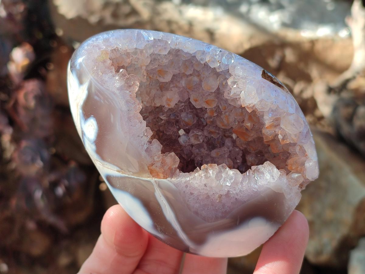Polished Agate Amethyst Geodes x 12 From Maintirano, Madagascar - Toprock Gemstones and Minerals 