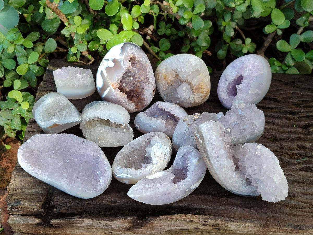 Polished Agate Amethyst Geodes x 12 From Maintirano, Madagascar - Toprock Gemstones and Minerals 