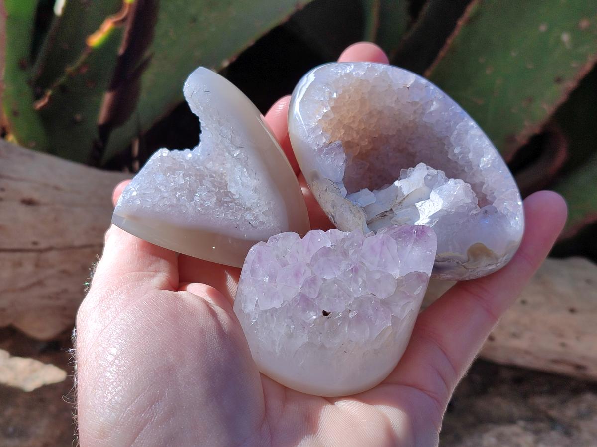 Polished Agate Amethyst Geodes x 12 From Maintirano, Madagascar - Toprock Gemstones and Minerals 