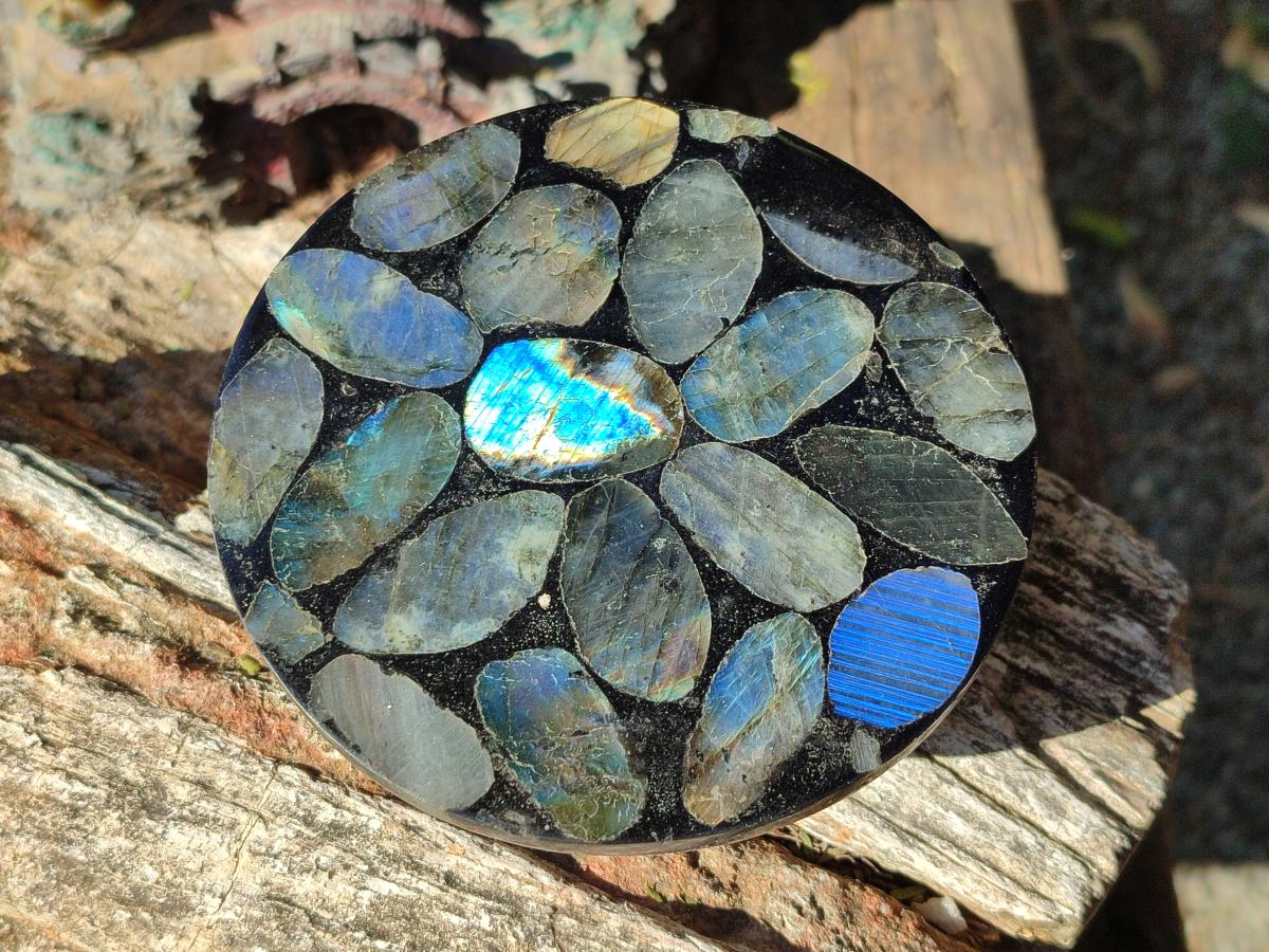 Polished Labradorite Conglomerate Coasters x 6 From Madagascar - Toprock Gemstones and Minerals 