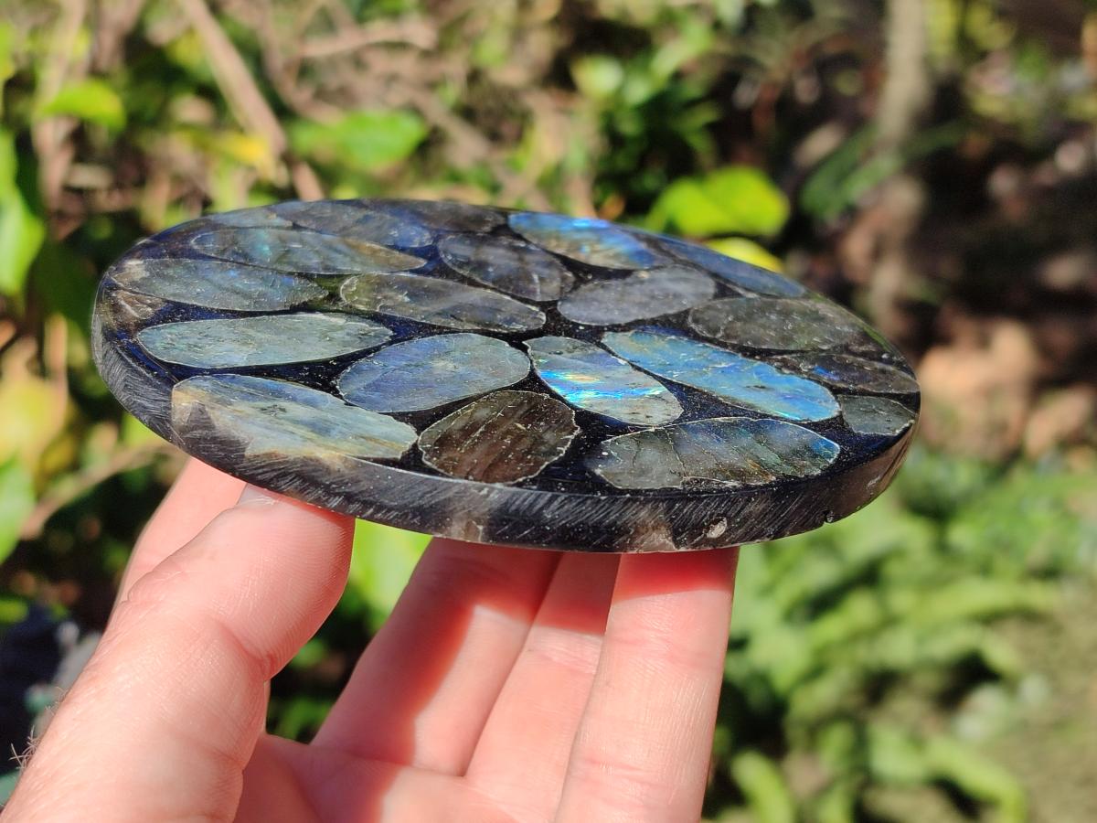 Polished Labradorite Conglomerate Coasters x 6 From Madagascar - Toprock Gemstones and Minerals 