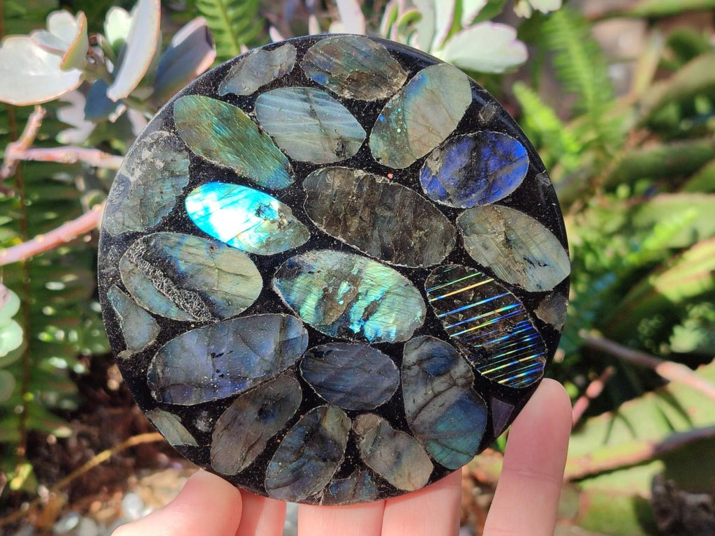 Polished Labradorite Conglomerate Coasters x 6 From Madagascar - Toprock Gemstones and Minerals 