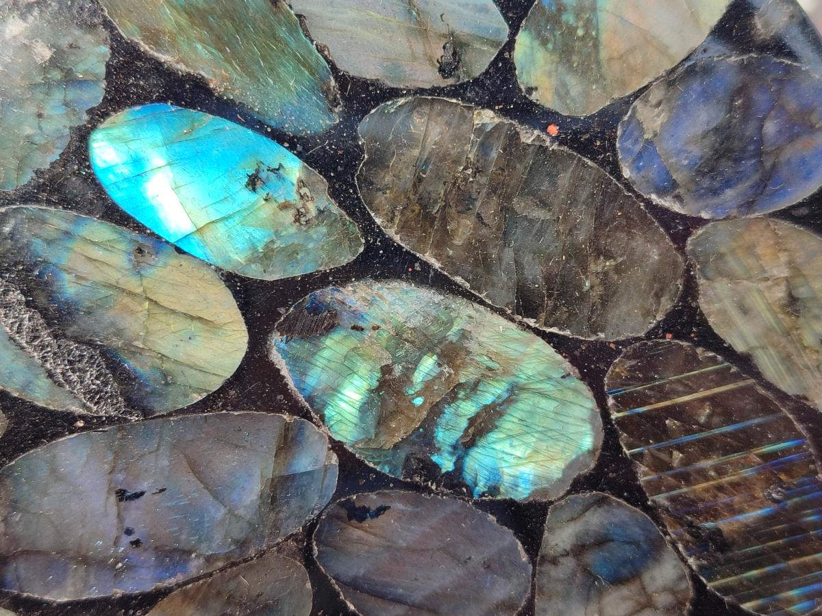 Polished Labradorite Conglomerate Coasters x 6 From Madagascar - Toprock Gemstones and Minerals 