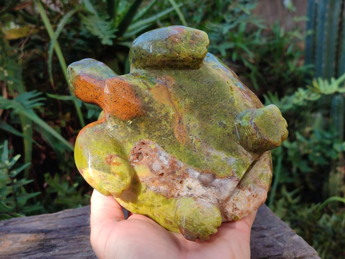 Hand Made Large Green Opal Turtule Carving x 1 From Betroka, Madagascar - Toprock Gemstones and Minerals 