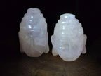 Hand Made Buddha Head Rose Quartz Carvings x 2 From Madagascar - Toprock Gemstones and Minerals 