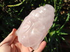Hand Made Buddha Head Rose Quartz Carvings x 2 From Madagascar - Toprock Gemstones and Minerals 