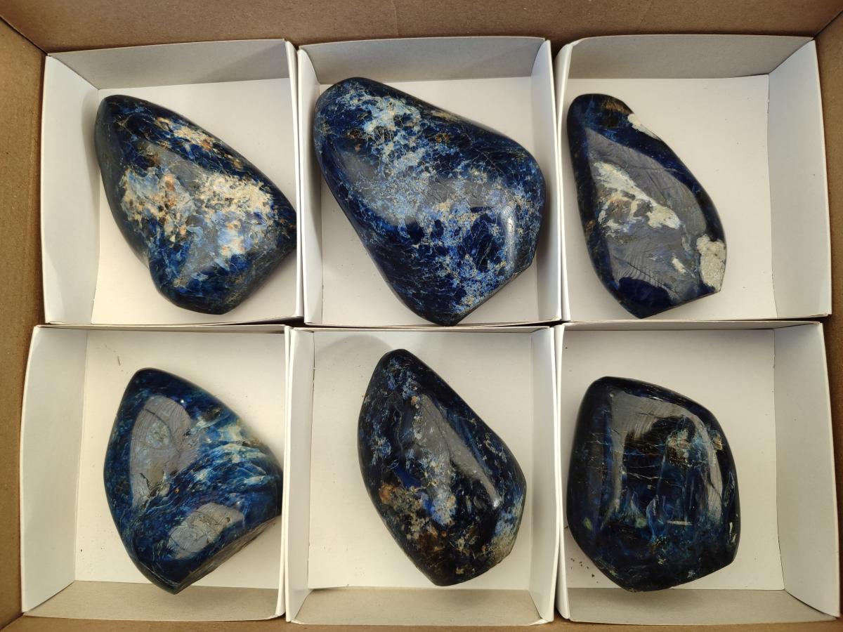 Polished Dumortierite Standing Display Pieces x 6 From Madagascar - Toprock Gemstones and Minerals 