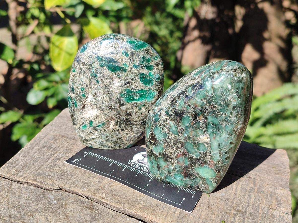 Polished Emerald Mica 'Mutokolite' Standing Display Pieces x 3 From Mutoko, Zimbabwe - Toprock Gemstones and Minerals 