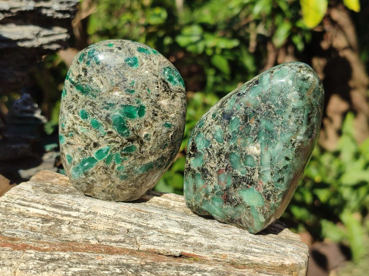Polished Emerald Mica 'Mutokolite' Standing Display Pieces x 3 From Mutoko, Zimbabwe - Toprock Gemstones and Minerals 