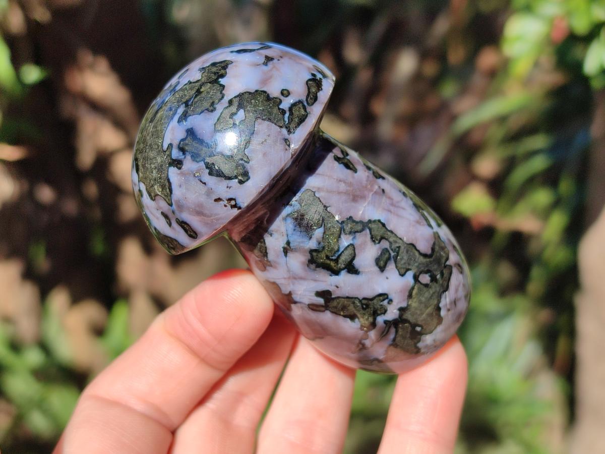 Polished Gabbro 'Merlinite' Mushrooms x 6 From Ambatofinandrahana, Madagascar - Toprock Gemstones and Minerals 