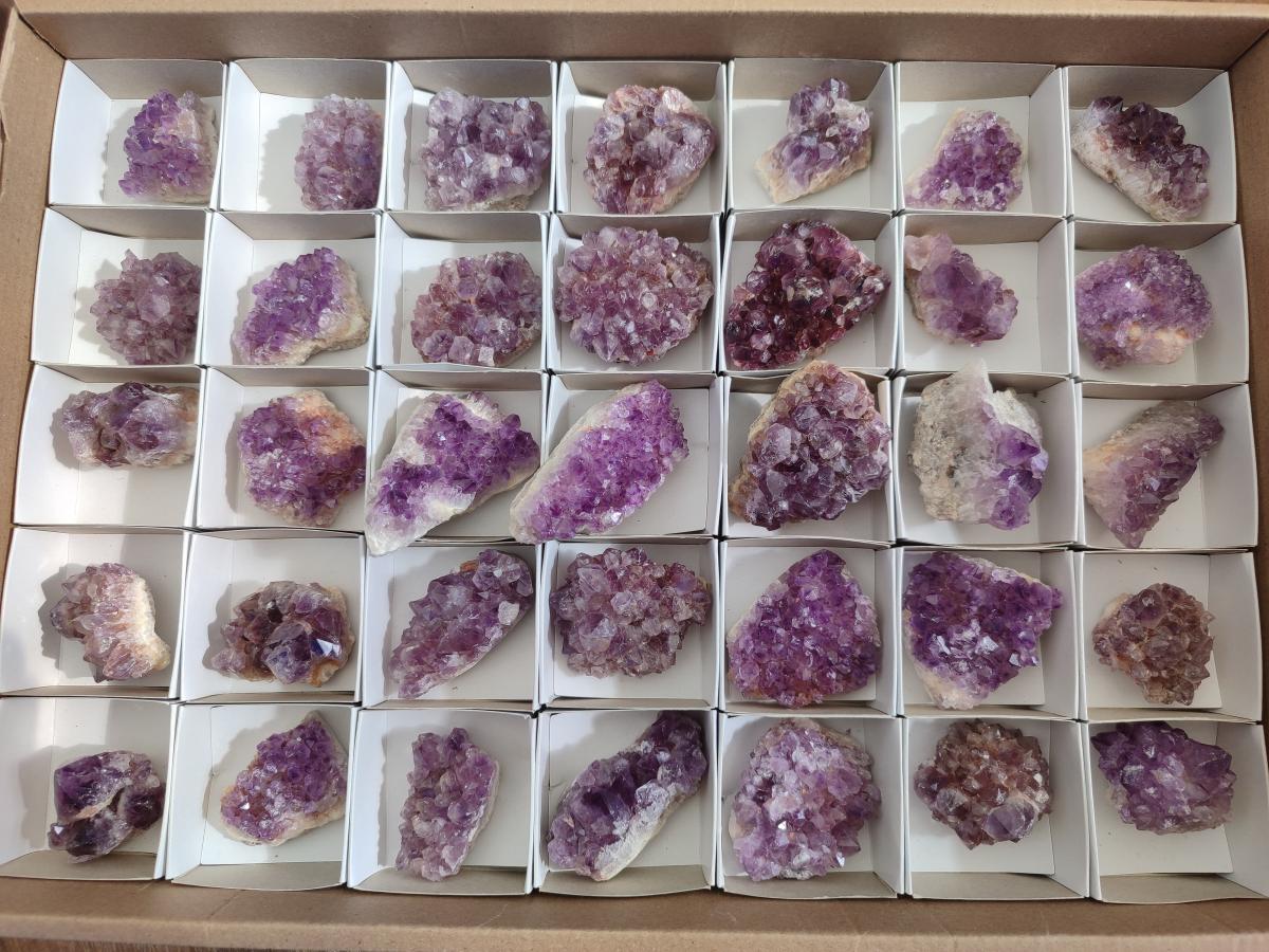 Natural Mini Amethyst Clusters x 35 From Madagascar - Toprock Gemstones and Minerals 