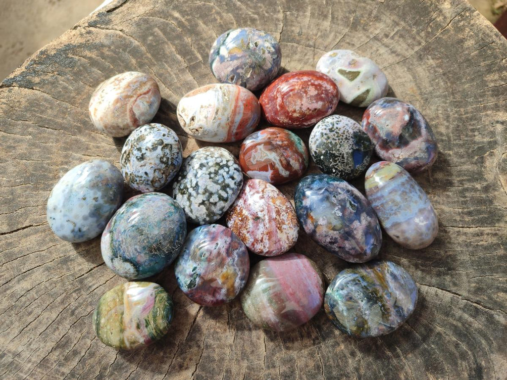 Polished Rare Ocean Jasper Galets x 24 From Northwest Coast, Madagascar - Toprock Gemstones and Minerals 