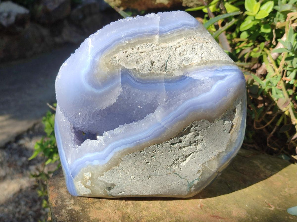 Polished Large Blue Lace Agate Standing Display Piece x 1 From Nsanje, Malawi - Toprock Gemstones and Minerals 