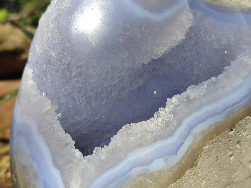 Polished Large Blue Lace Agate Standing Display Piece x 1 From Nsanje, Malawi - Toprock Gemstones and Minerals 
