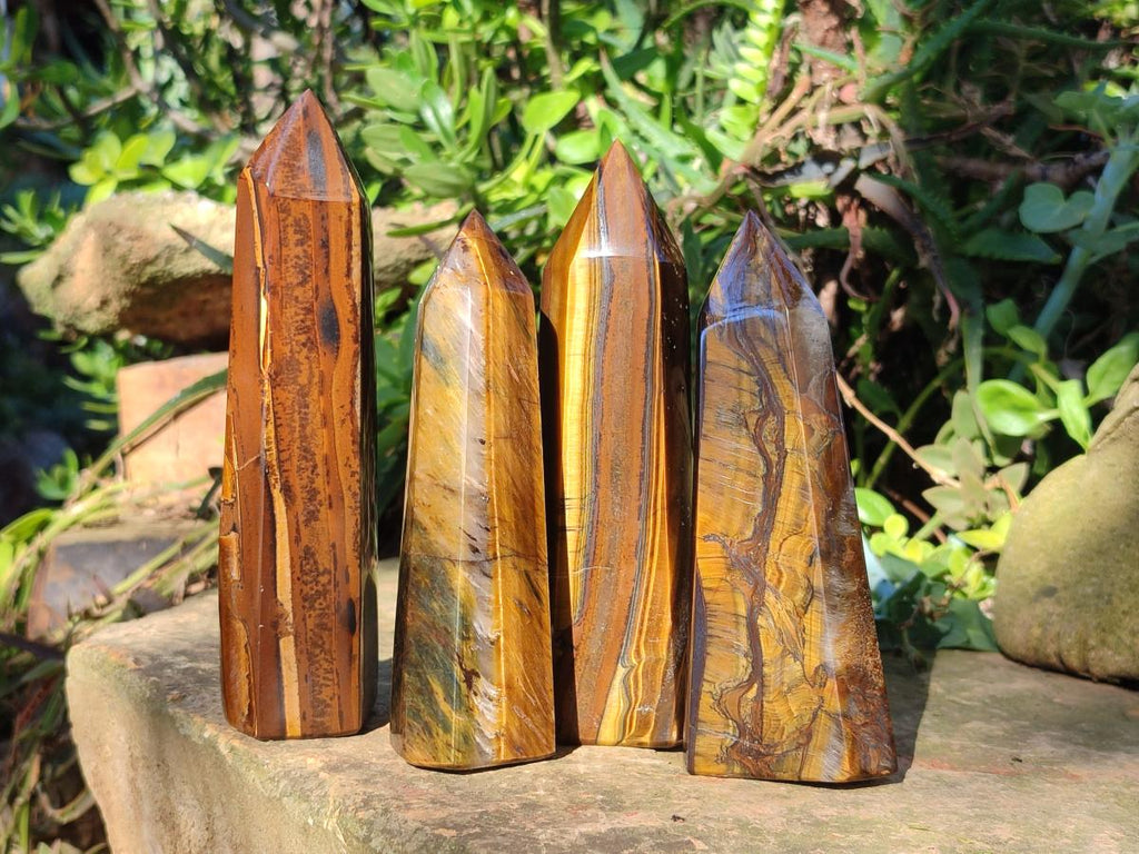 Polished Golden Tigers Eye Display Crystals x 4 From Prieska, South Africa - Toprock Gemstones and Minerals 