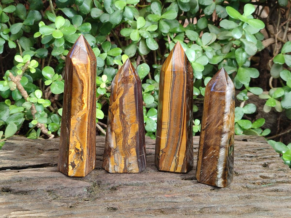 Polished Golden Tigers Eye Display Crystals x 4 From Prieska, South Africa - Toprock Gemstones and Minerals 