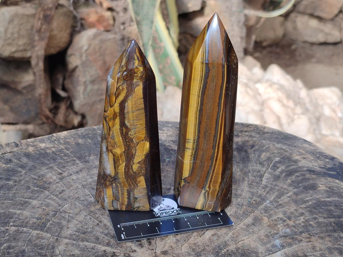 Polished Golden Tigers Eye Display Crystals x 4 From Prieska, South Africa - Toprock Gemstones and Minerals 