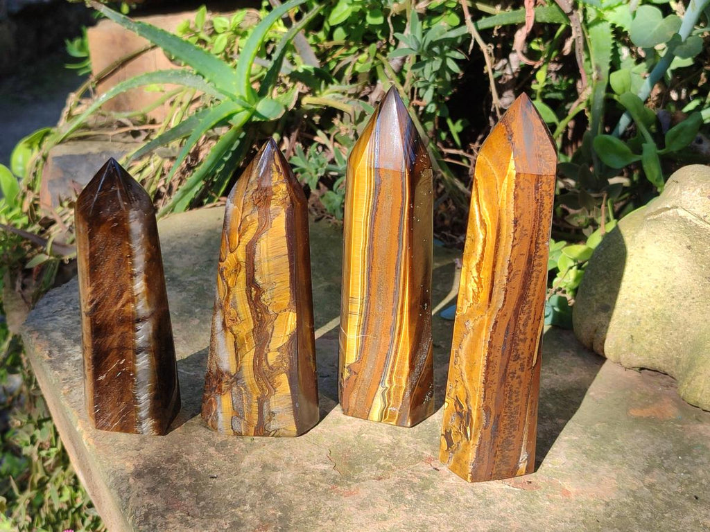 Polished Golden Tigers Eye Display Crystals x 4 From Prieska, South Africa - Toprock Gemstones and Minerals 